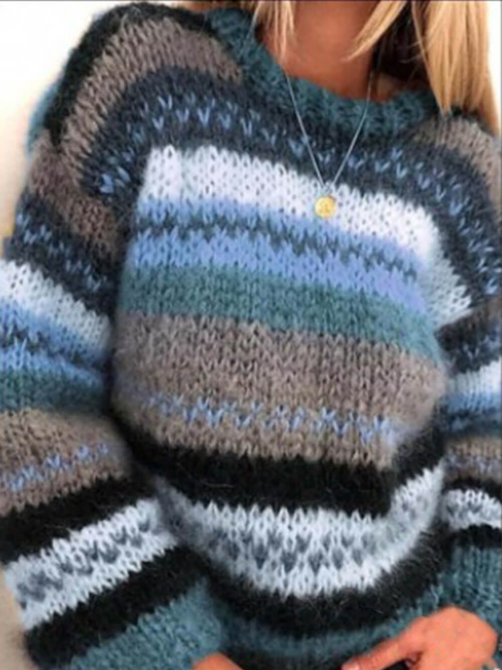 Rainbow Loose Casual Warm Knit Sweater-CALLISTARI