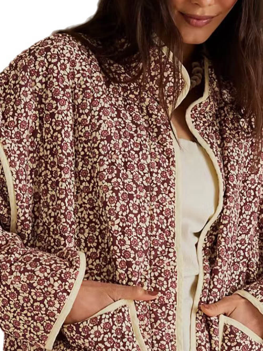 Cardigan Cotton Coat With Printed Thin Pockets-CALLISTARI