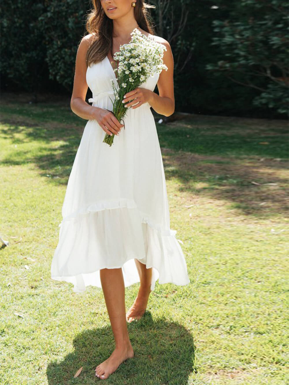 Chiffon Ruffle Midi Dress-CALLISTARI