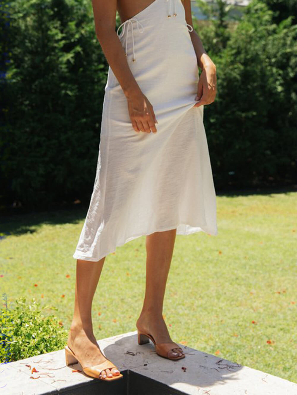 Chiffon Ruffle Midi Dress-CALLISTARI