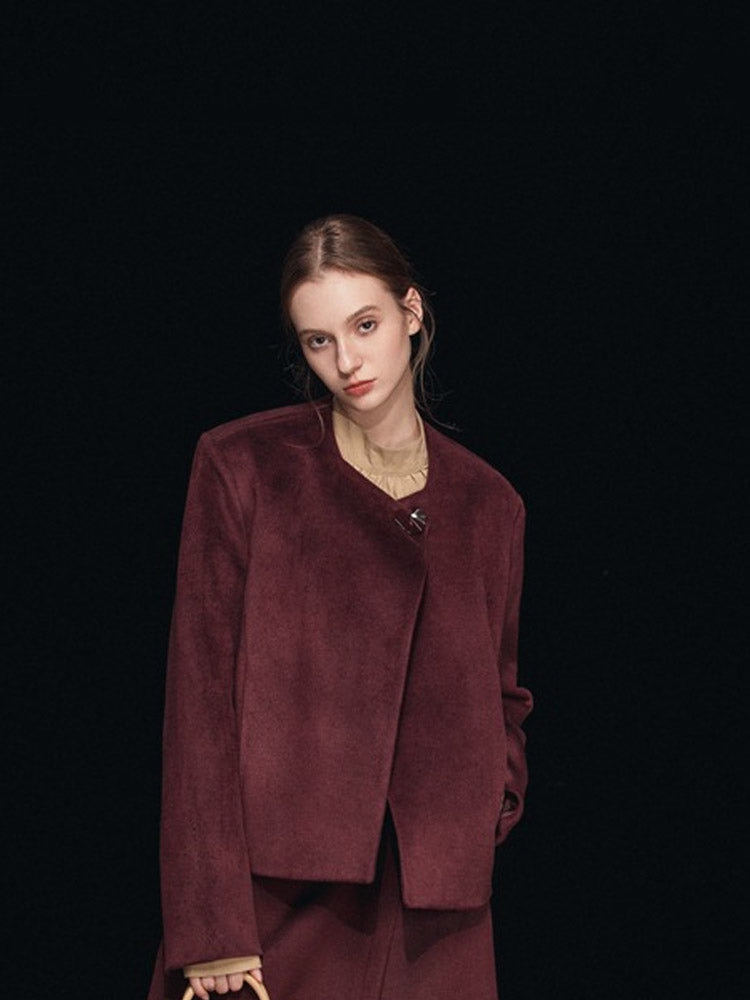 French Square Neck Woolen Coat-CALLISTARI