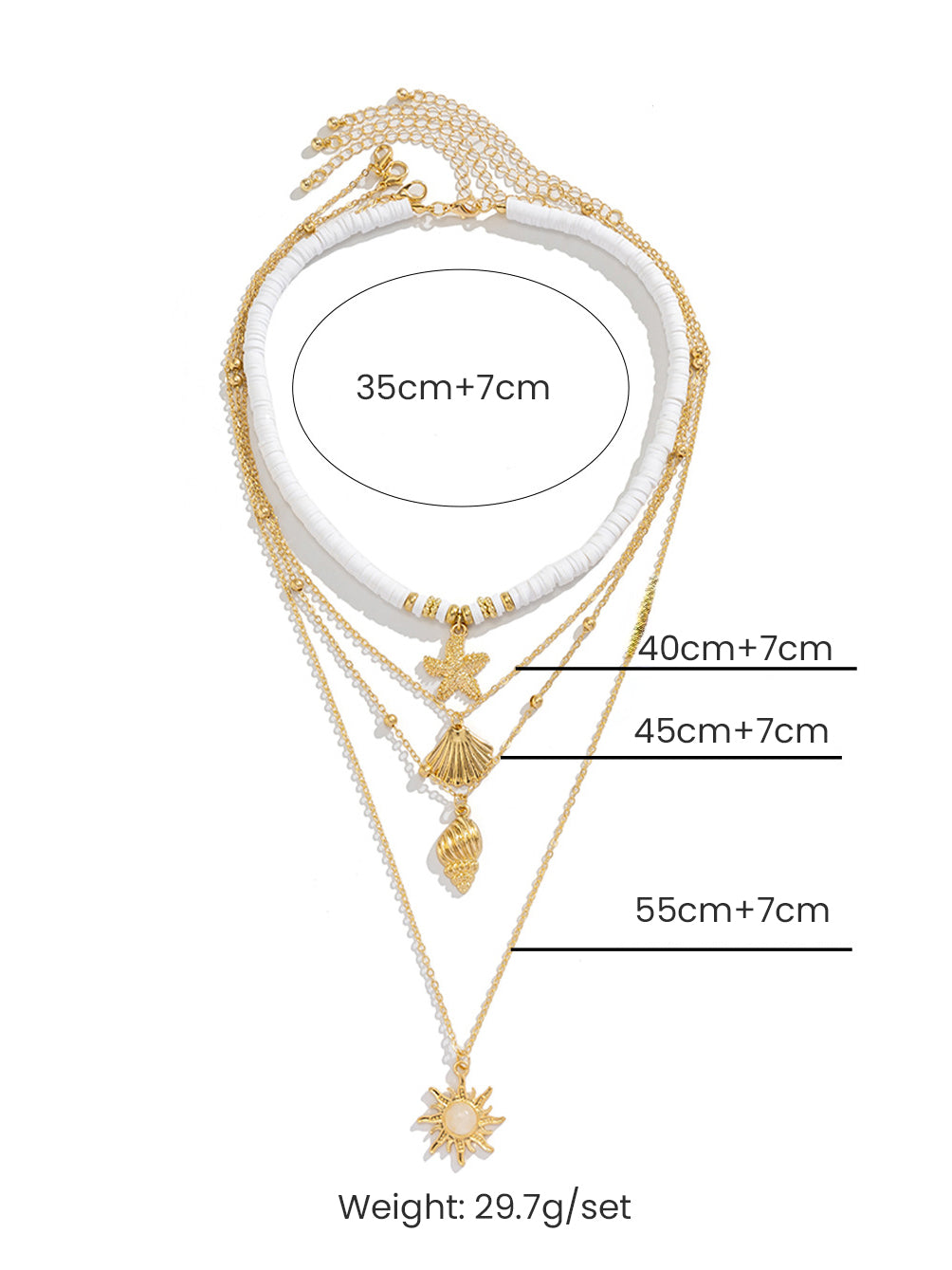 South Pacific Shell Starfish Multi-Layer Necklace Gold-CALLISTARI