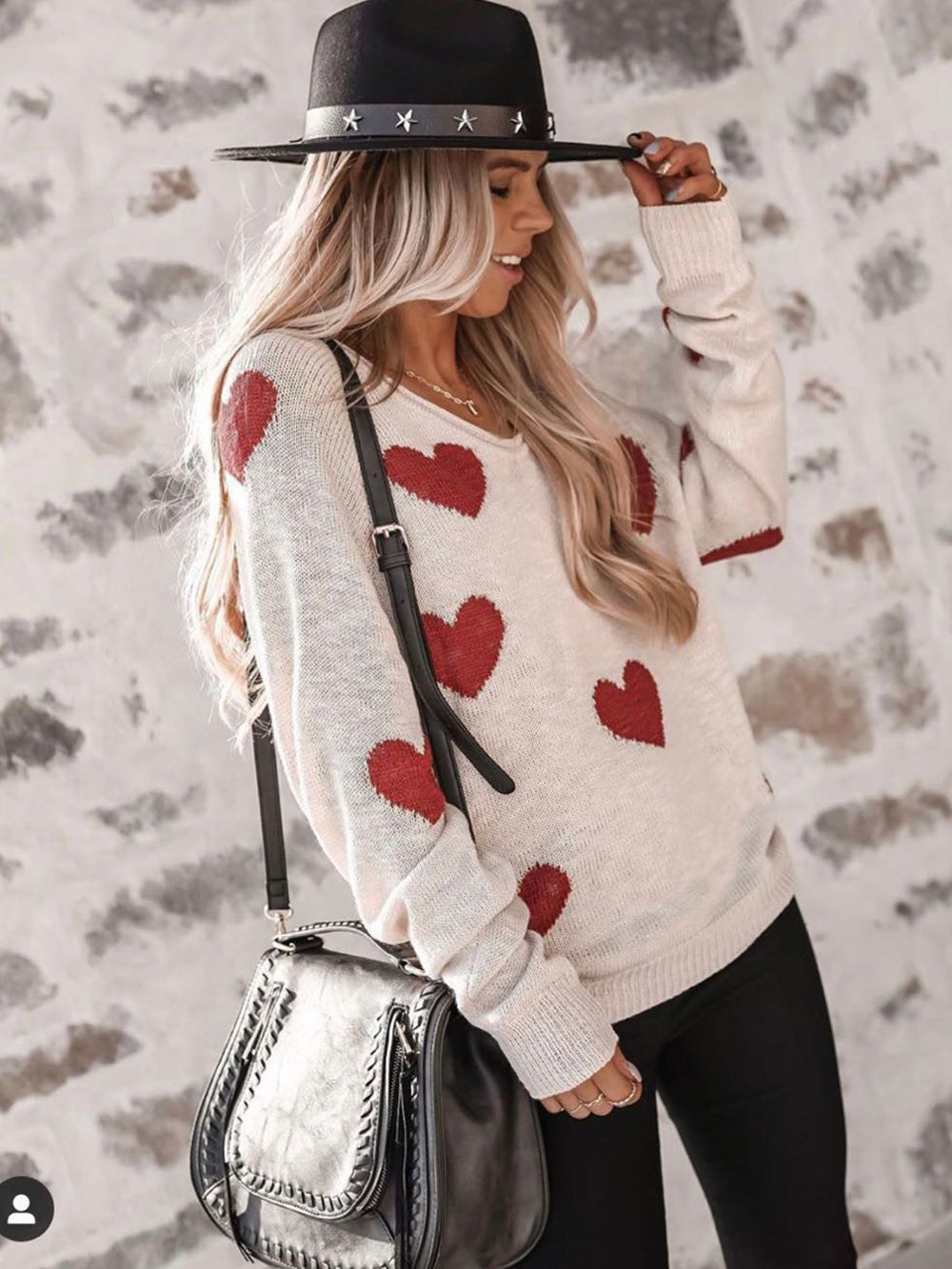 Valentine's Day V-Neck Knit Sweater-CALLISTARI