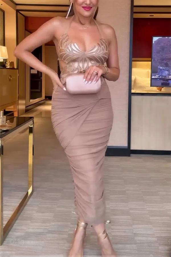 Desert Bloom Mesh Ruched Skirt Set-aritzao