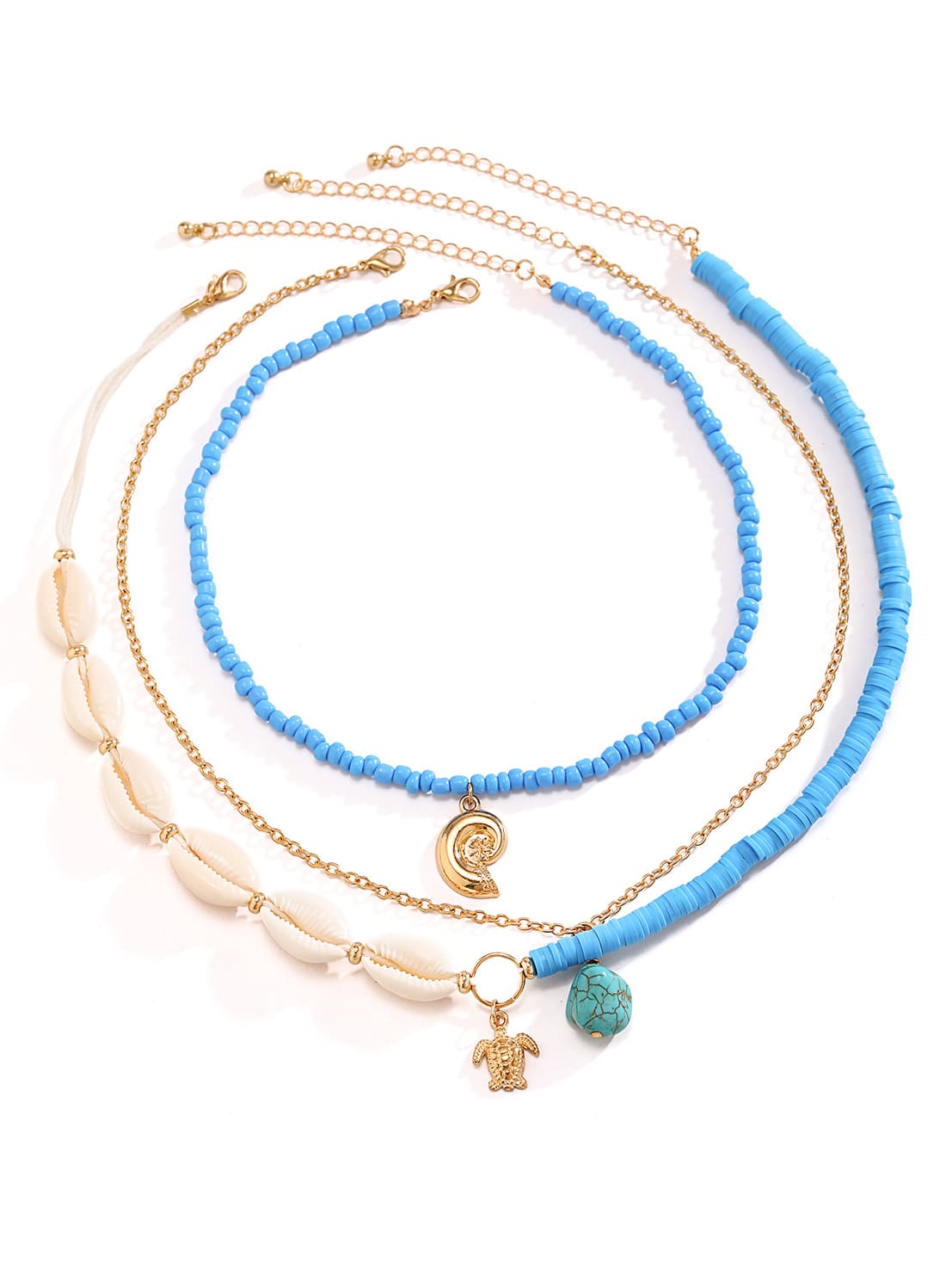 Bora Bora Shell Bead Multi-Layer Necklace Gold-CALLISTARI