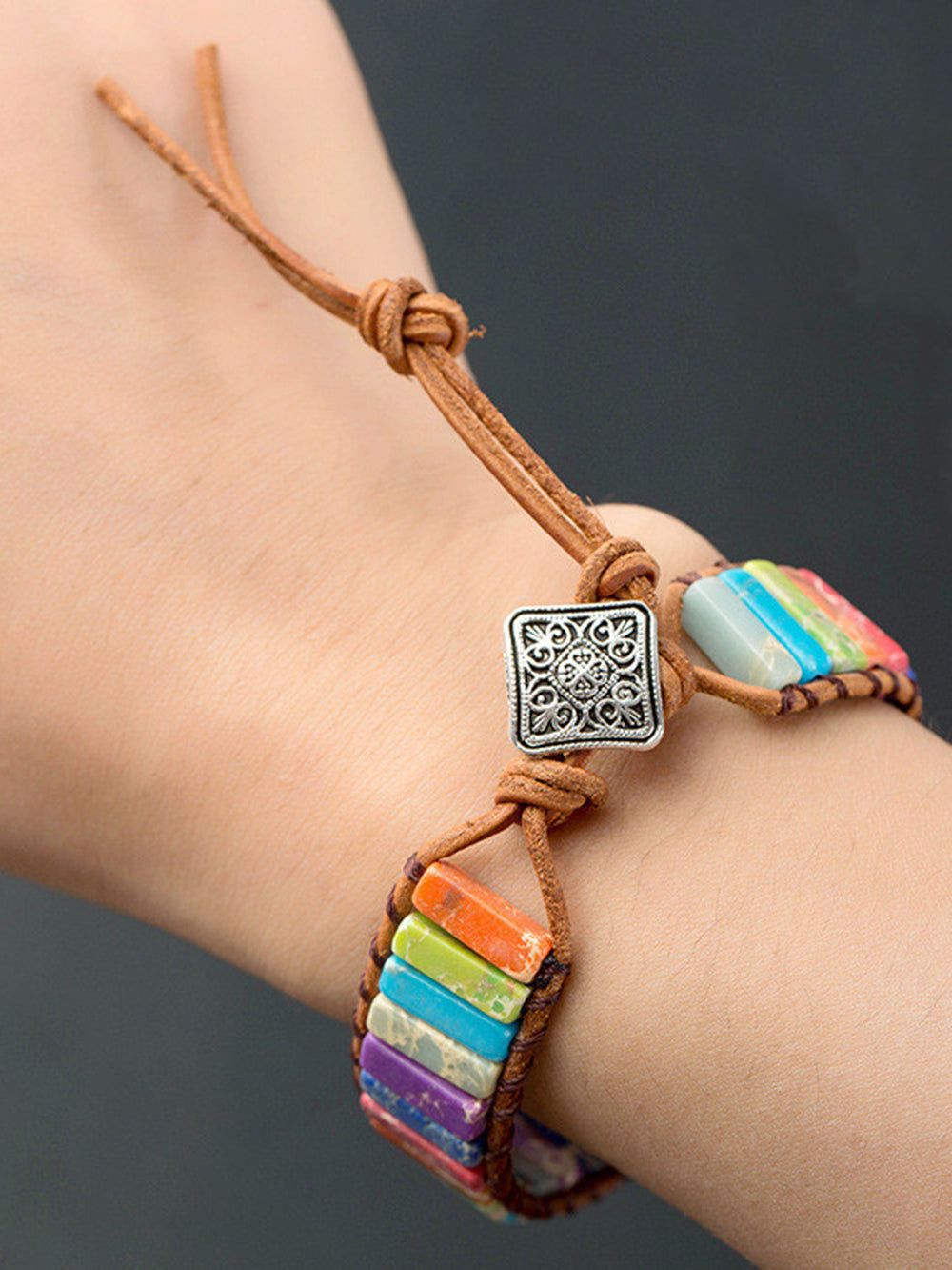 Natural Stone 7 Chakra Healing Chakra Tube Beads Bracelet-CALLISTARI