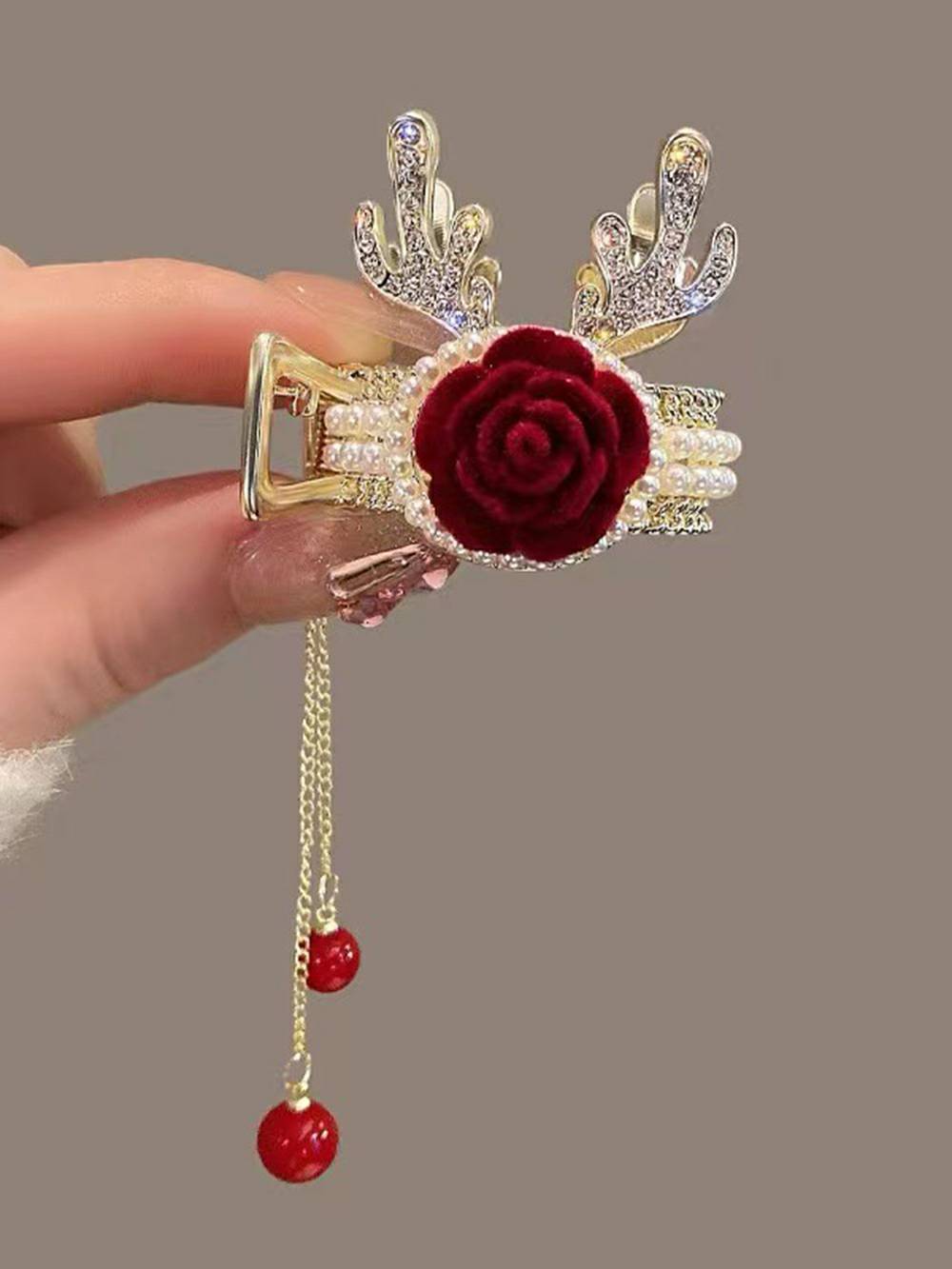 Antler & Bunny Ears Rose Hair Clip-CALLISTARI