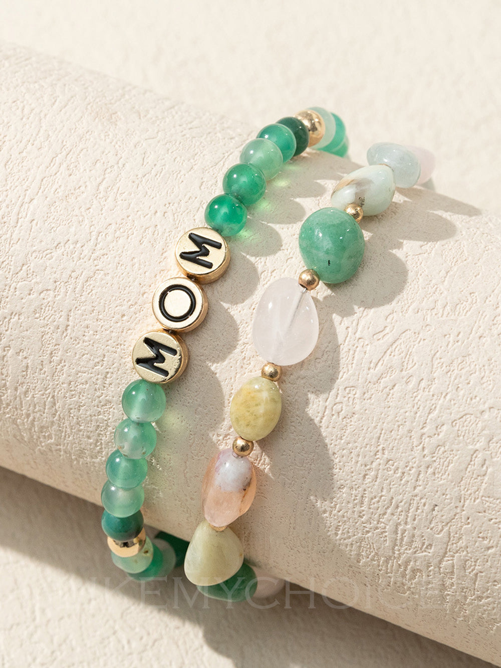 MOM Natural Green Agate Beaded Bracelet-CALLISTARI