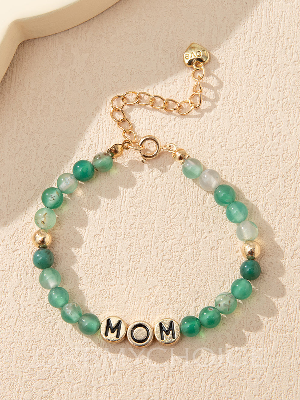 MOM Natural Green Agate Beaded Bracelet-CALLISTARI
