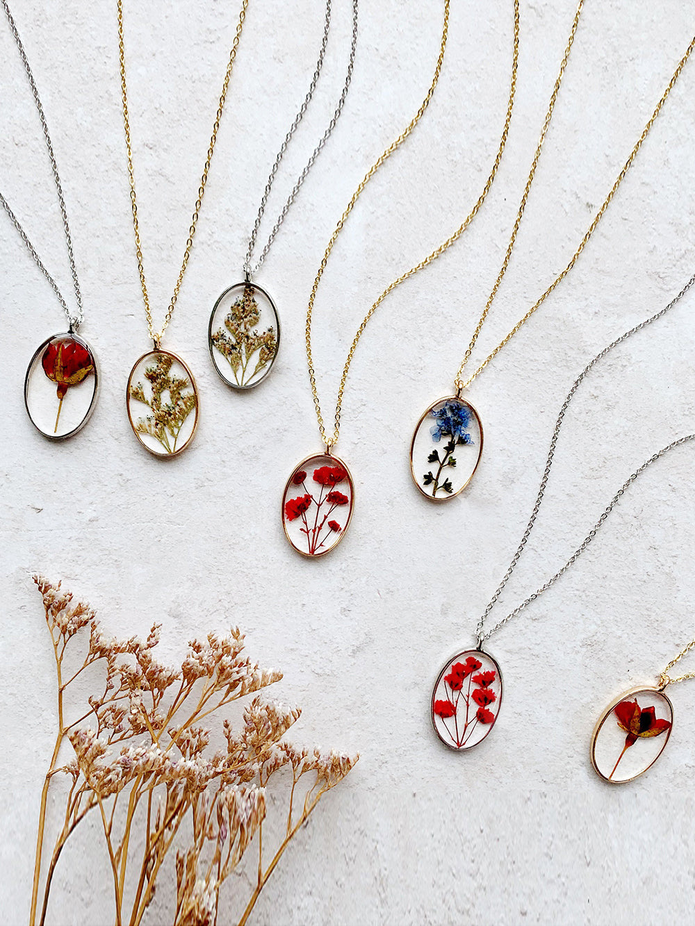 Resin Pressed Flower Necklaces - Colorful Mix Floral Set-CALLISTARI