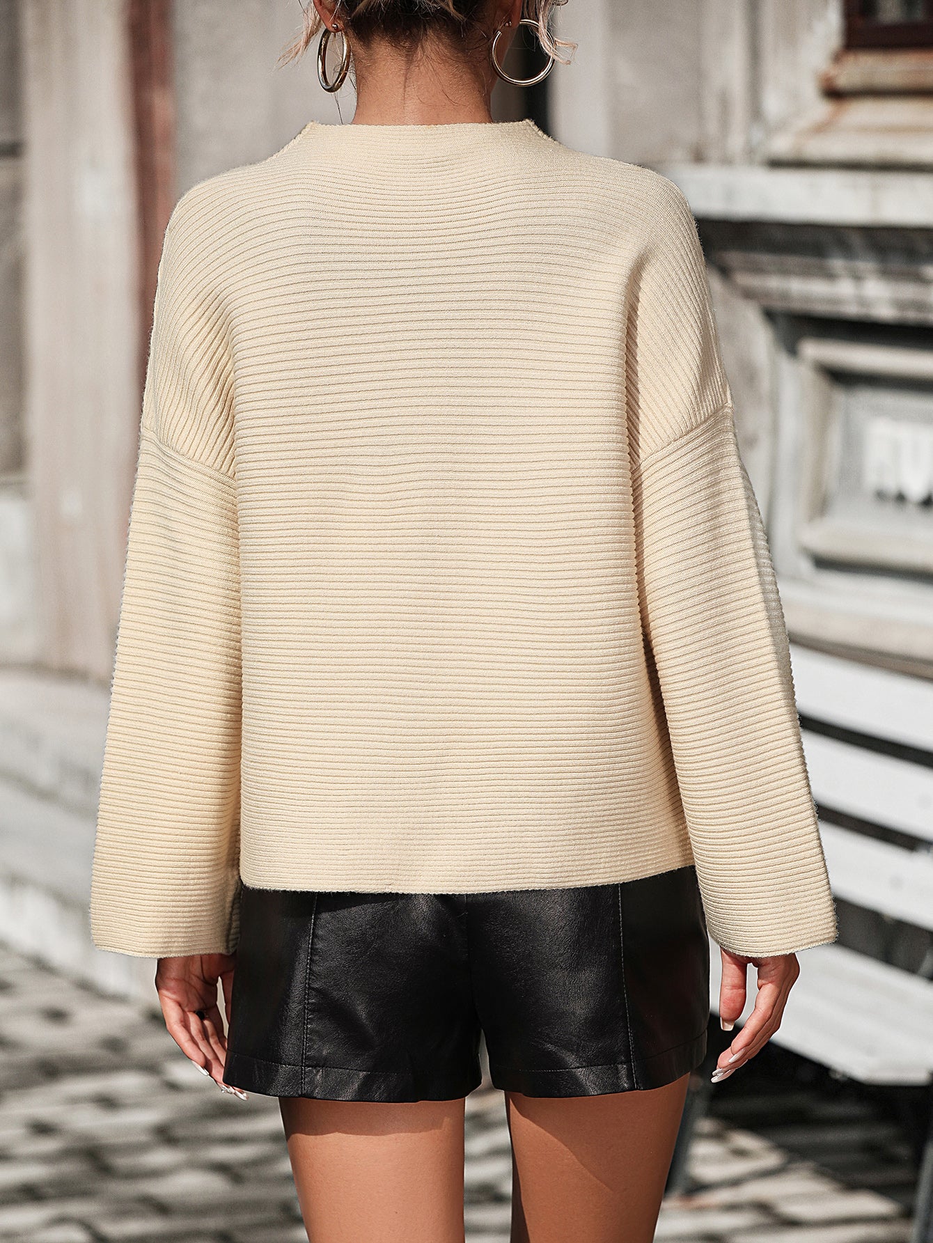 Casual Rib Knit Loose Pullover Sweater-CALLISTARI