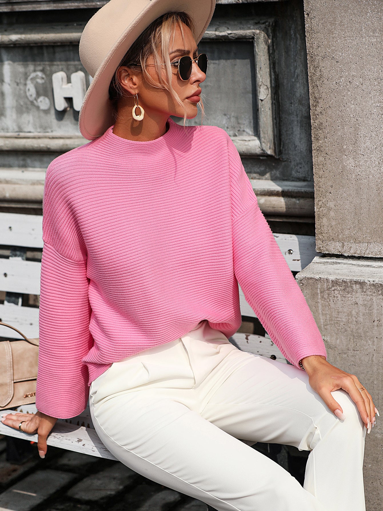 Casual Rib Knit Loose Pullover Sweater-CALLISTARI