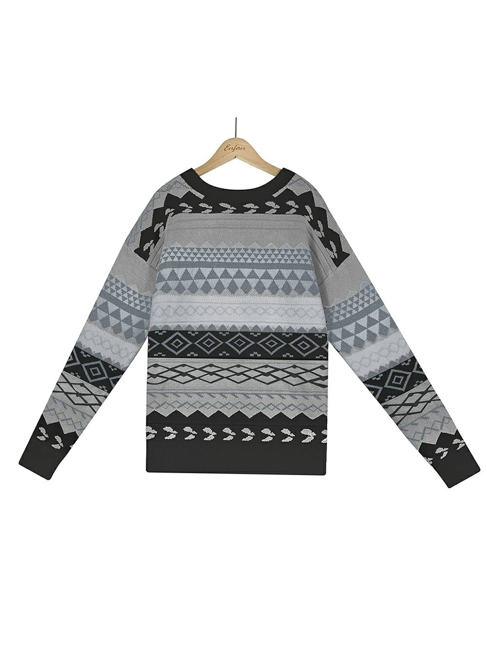 Jacquard Multicolor Patchwork Knit Sweater-CALLISTARI
