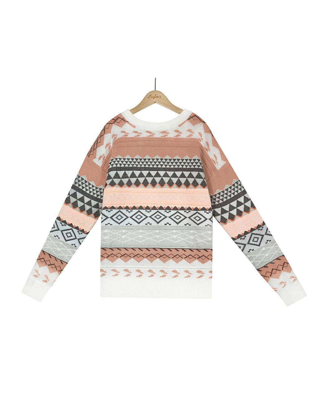 Jacquard Multicolor Patchwork Knit Sweater-CALLISTARI