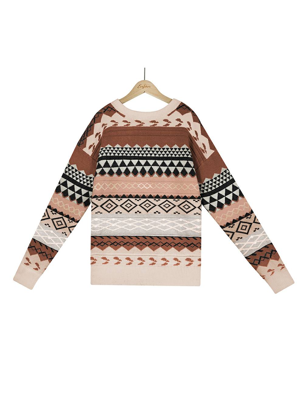 Jacquard Multicolor Patchwork Knit Sweater-CALLISTARI