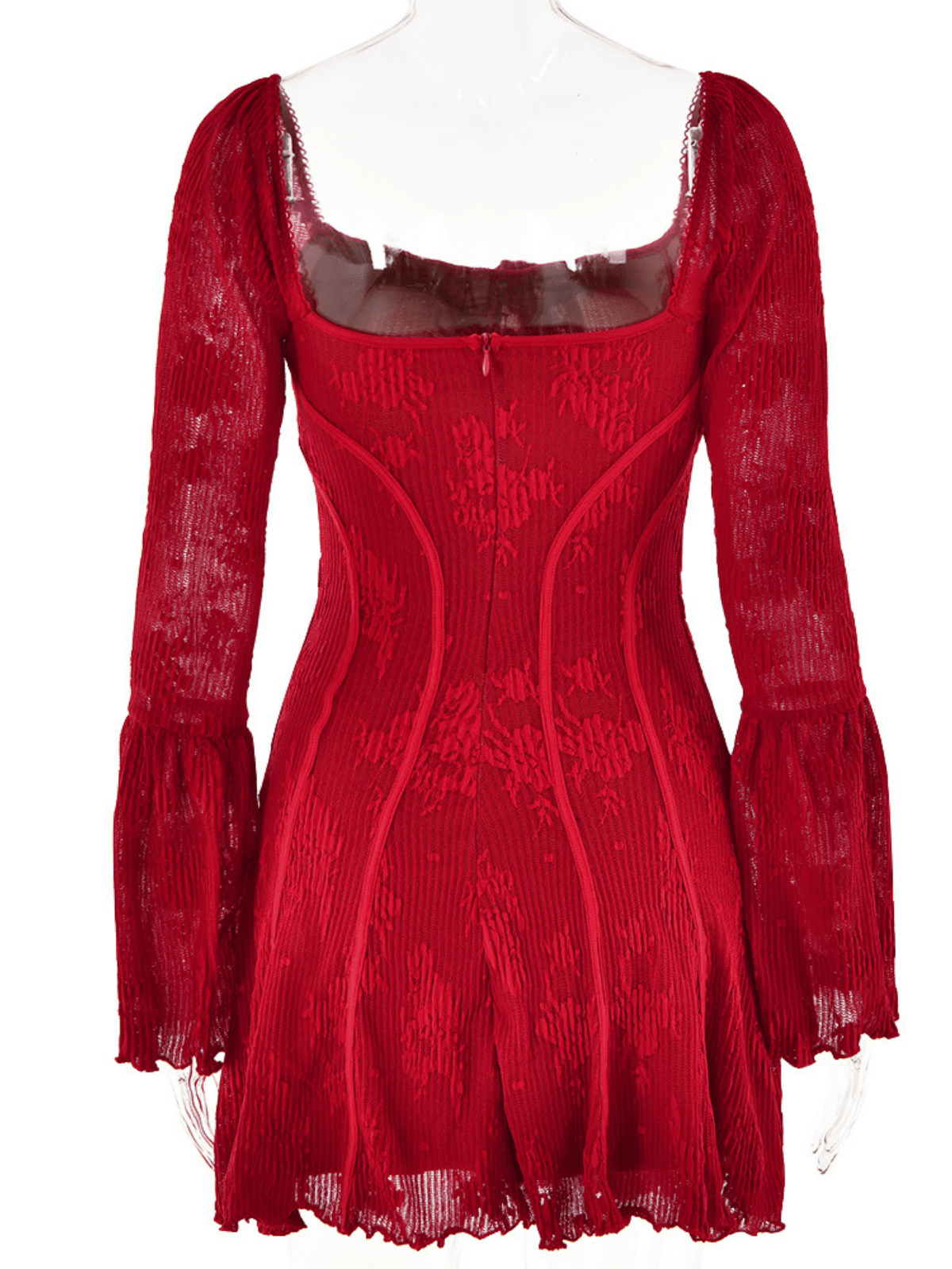 Lowell Square Neck Floral Mini Dress In Red - Mew Mews