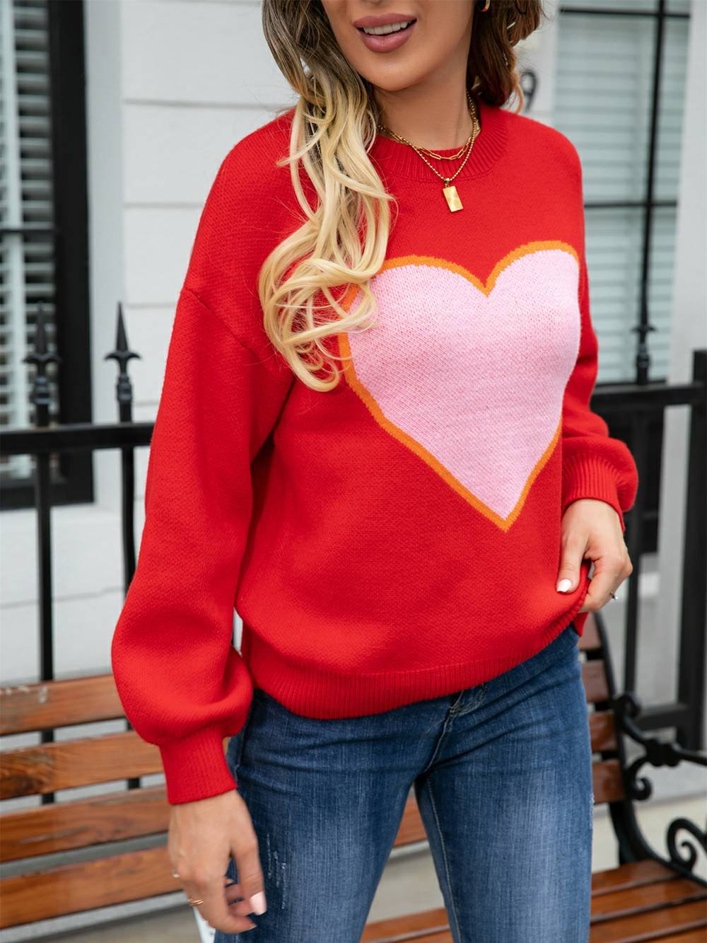 Sweetheart Knit Pullover Sweater-CALLISTARI