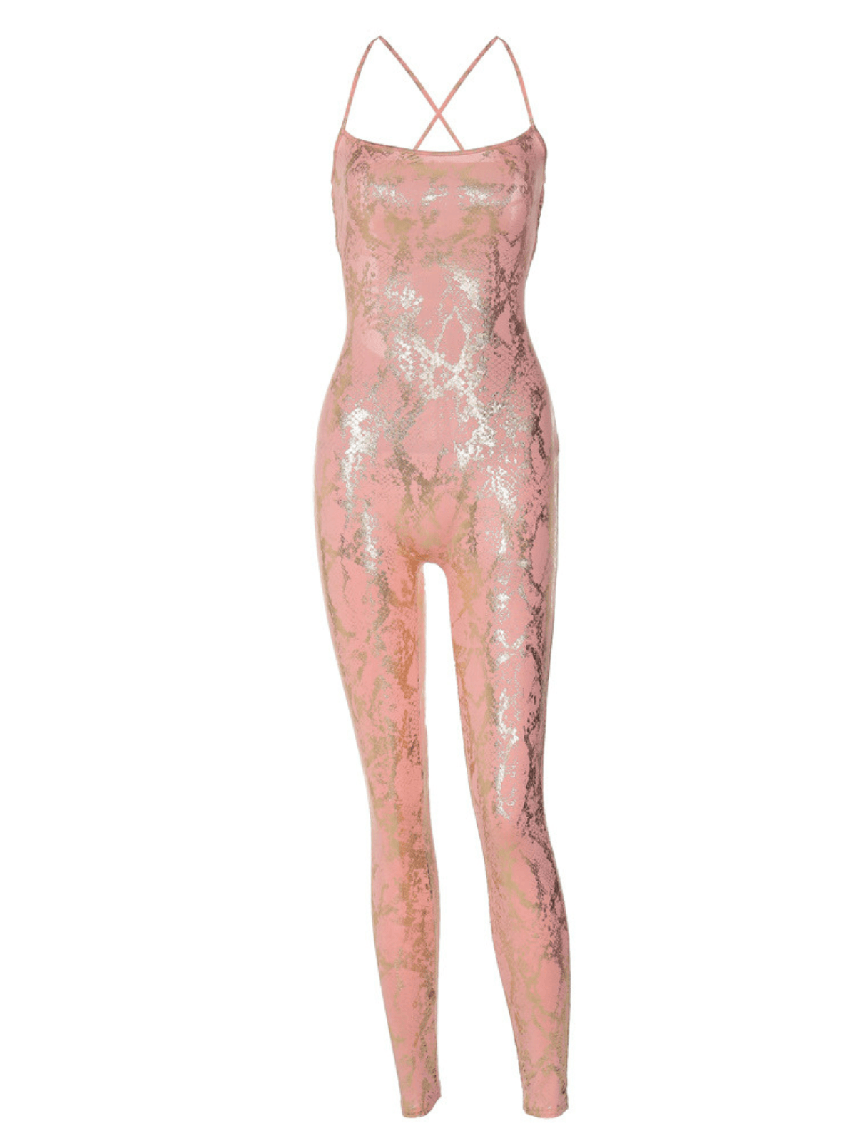 Luai Snake Printed Spaghetti Jumpsuit In Pink - Mew Mews