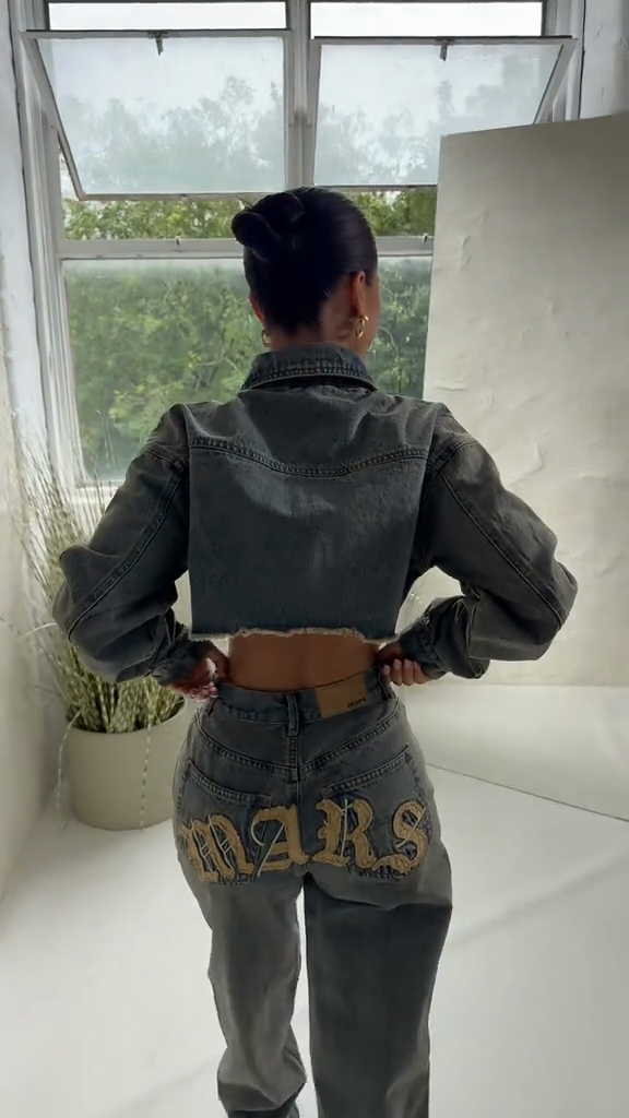 Grey Denim Two - Piece Set