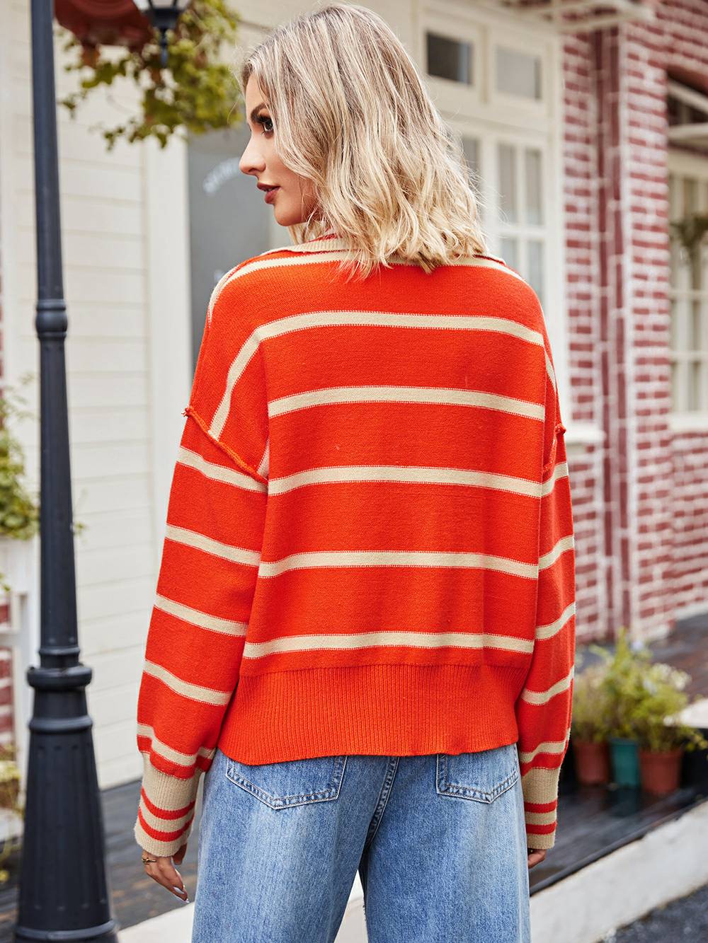 Fashionable Striped Patchwork Sweater-CALLISTARI