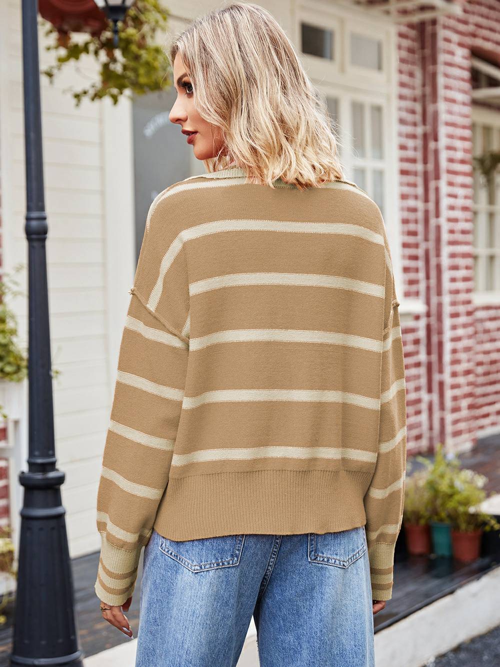 Fashionable Striped Patchwork Sweater-CALLISTARI