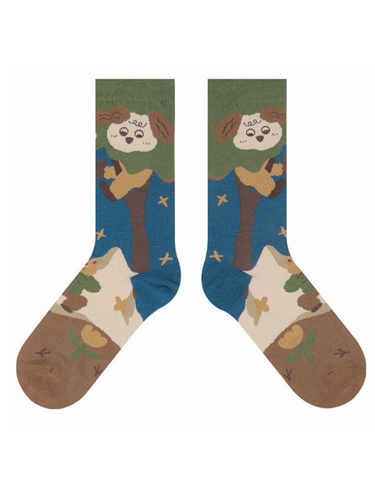 Cute Cartoon Kitty Pattern Cotton Socks-CALLISTARI