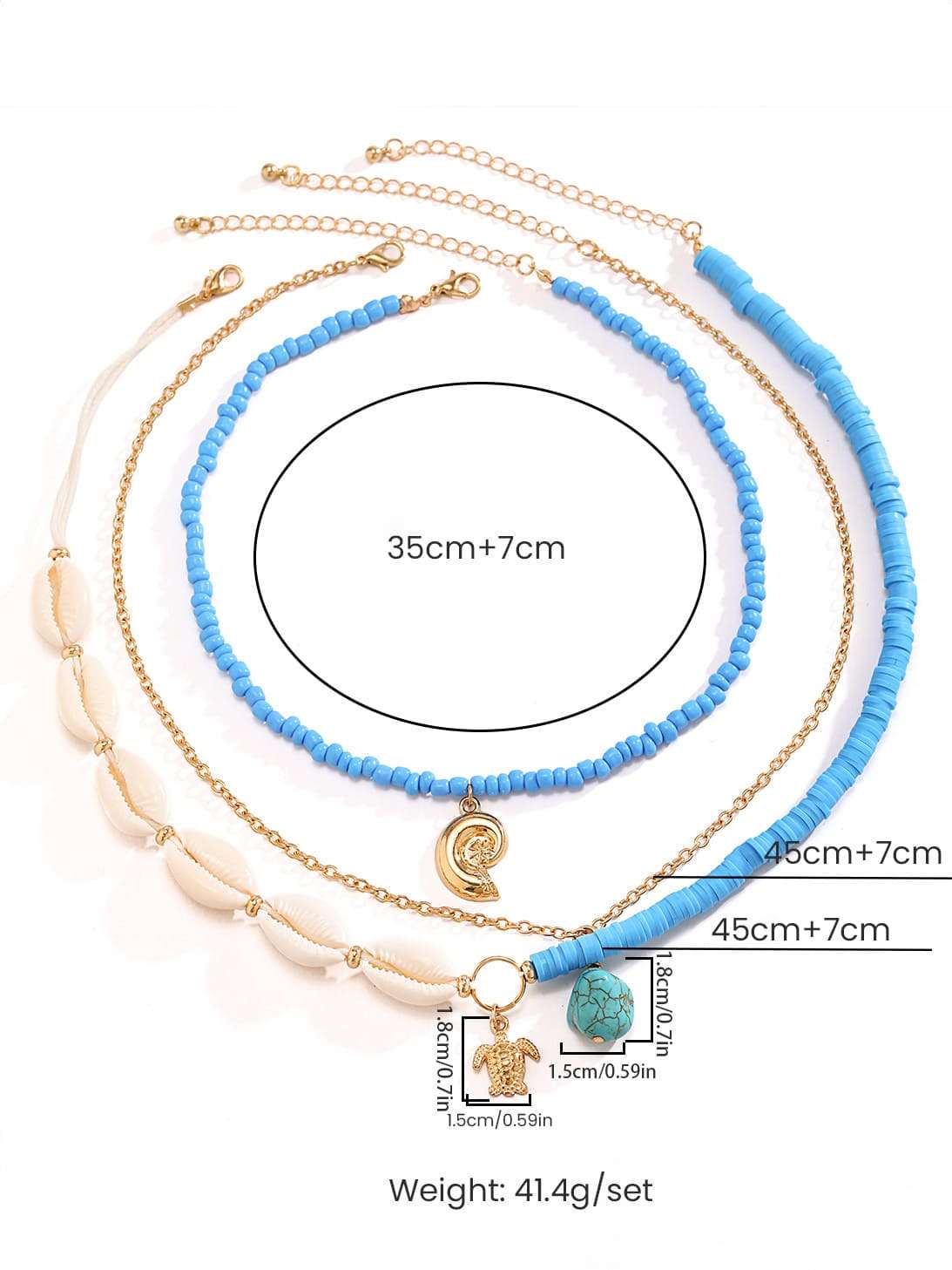 Bora Bora Shell Bead Multi-Layer Necklace Gold-CALLISTARI