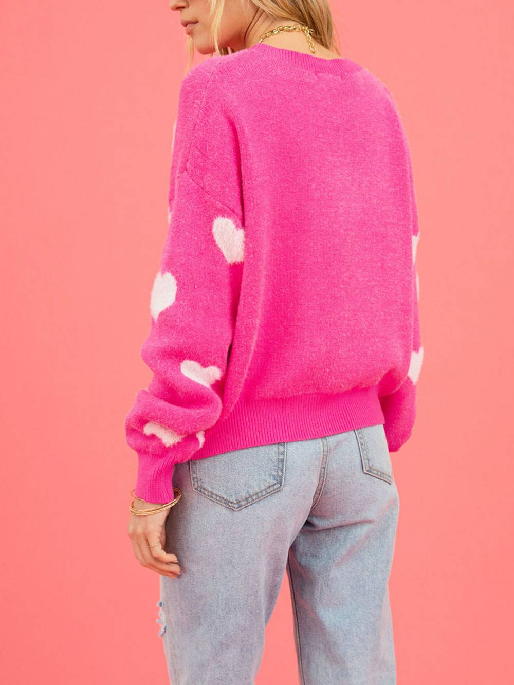 Heart Pattern Valentine's Day Round Neck Pullover-CALLISTARI