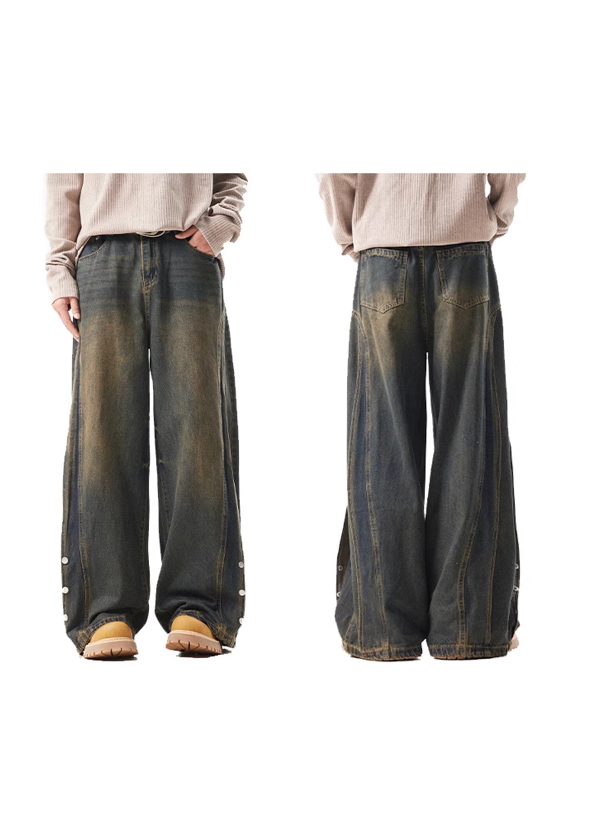 【ACRARDIC】Patch design change wide overwash denim pants  AI0013-CALLISTARI