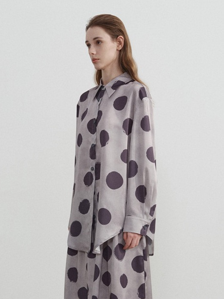 Polka Dot Print Long Sleeve Shirt-CALLISTARI
