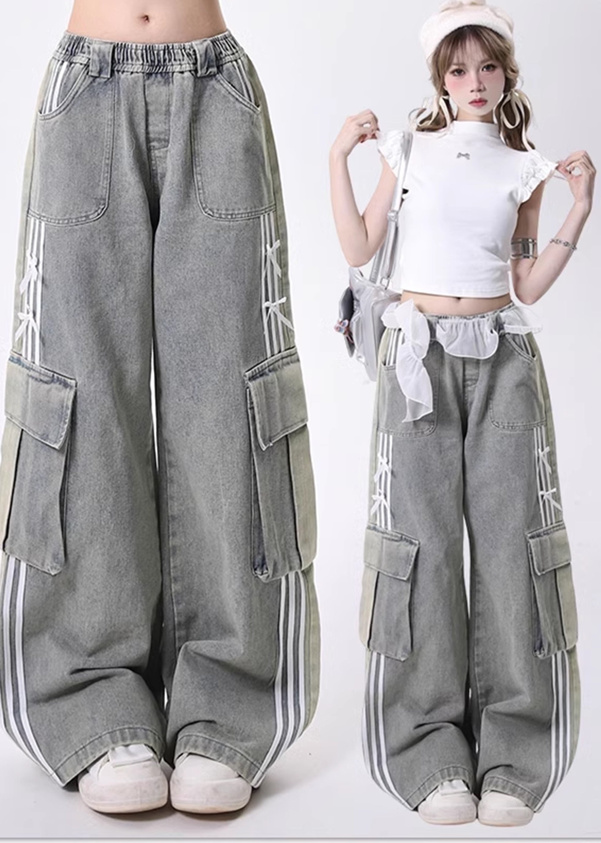 【Rayohopp】Waist frill gimmick line cargo sweat pants  RH0122-CALLISTARI