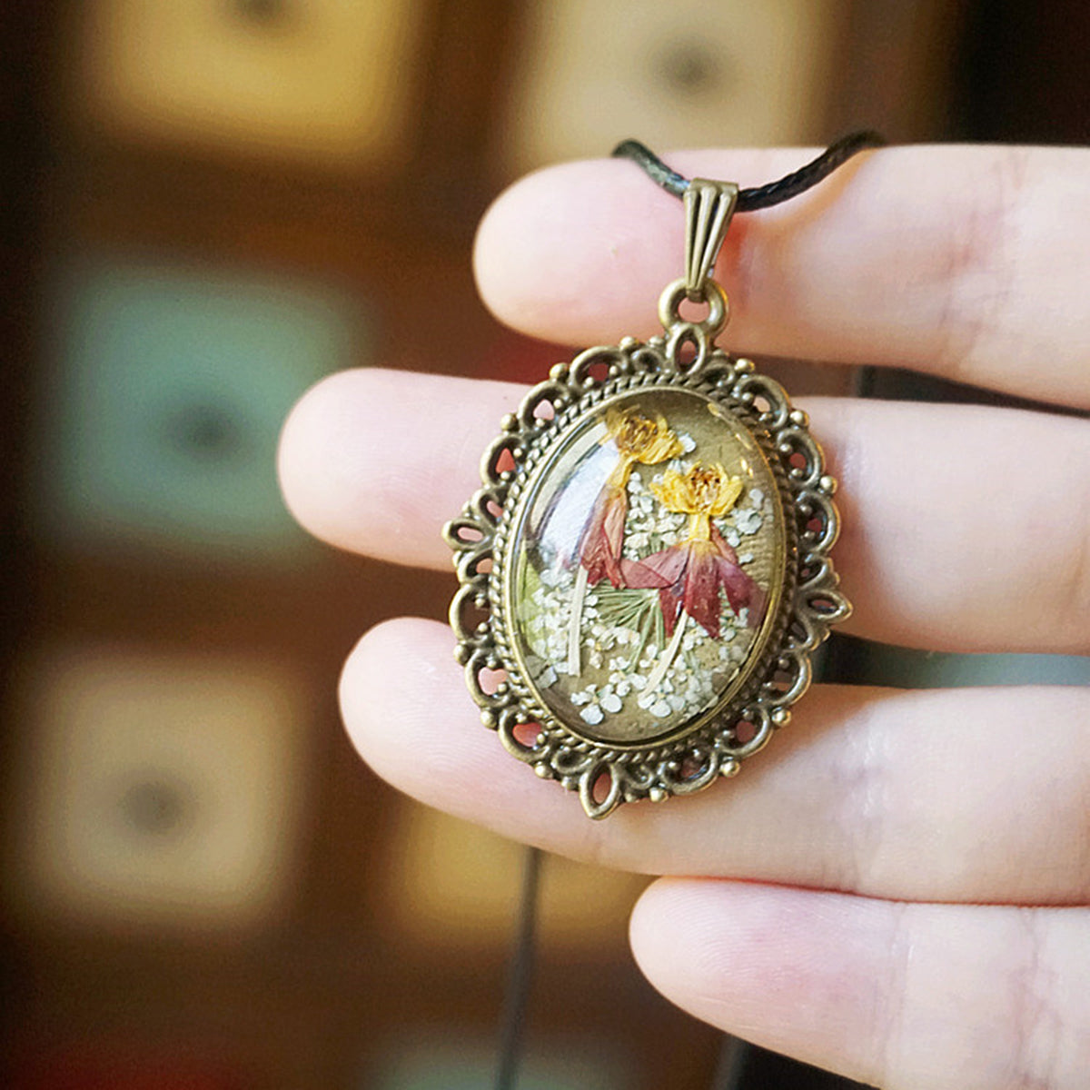 Resin Pressed Flower Necklaces - French Retro Violet & Lobelia Erinus-CALLISTARI