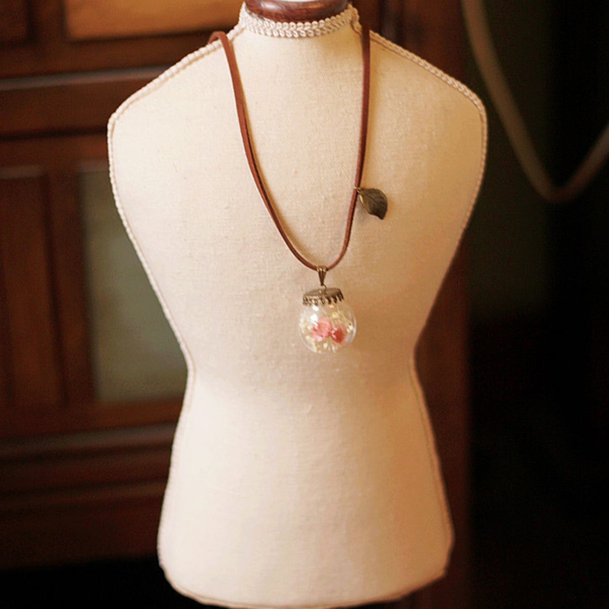 Resin Pressed Flower Necklaces - Crystal Ball Pink Girl Garden-CALLISTARI