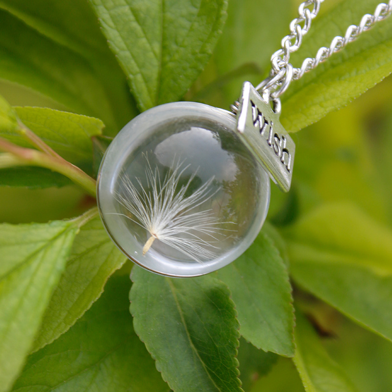 Resin Pressed Flower Necklaces - Round Crystal Dandelion-CALLISTARI