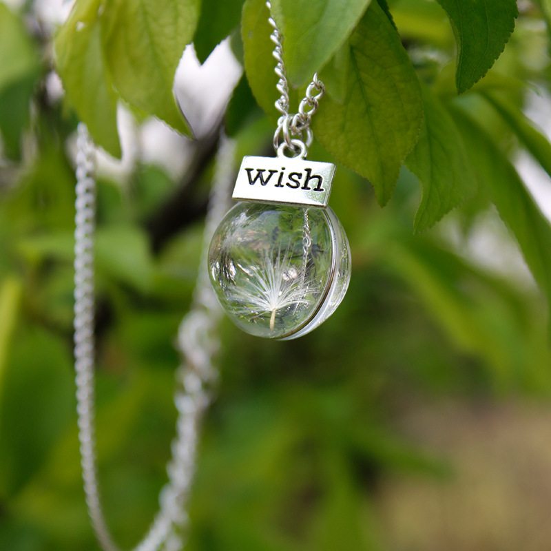 Resin Pressed Flower Necklaces - Round Crystal Dandelion-CALLISTARI