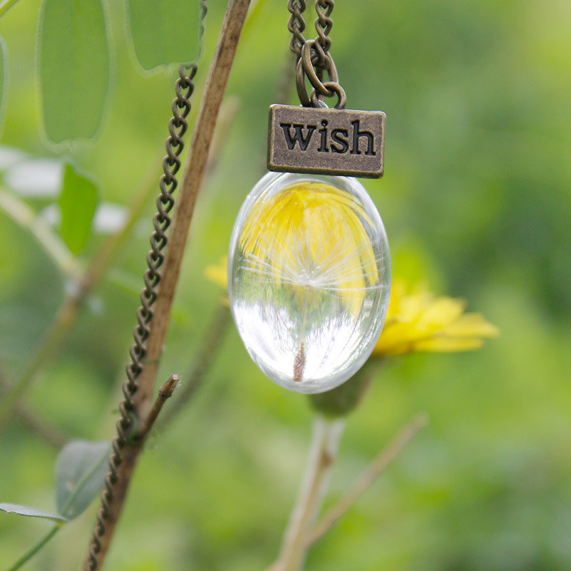 Resin Pressed Flower Necklaces - Ovar Crystal Dandelion-CALLISTARI