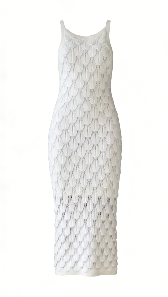 Textured knit backless midi dress