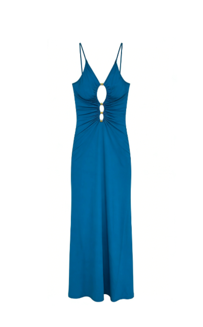 Blue suspender skirt