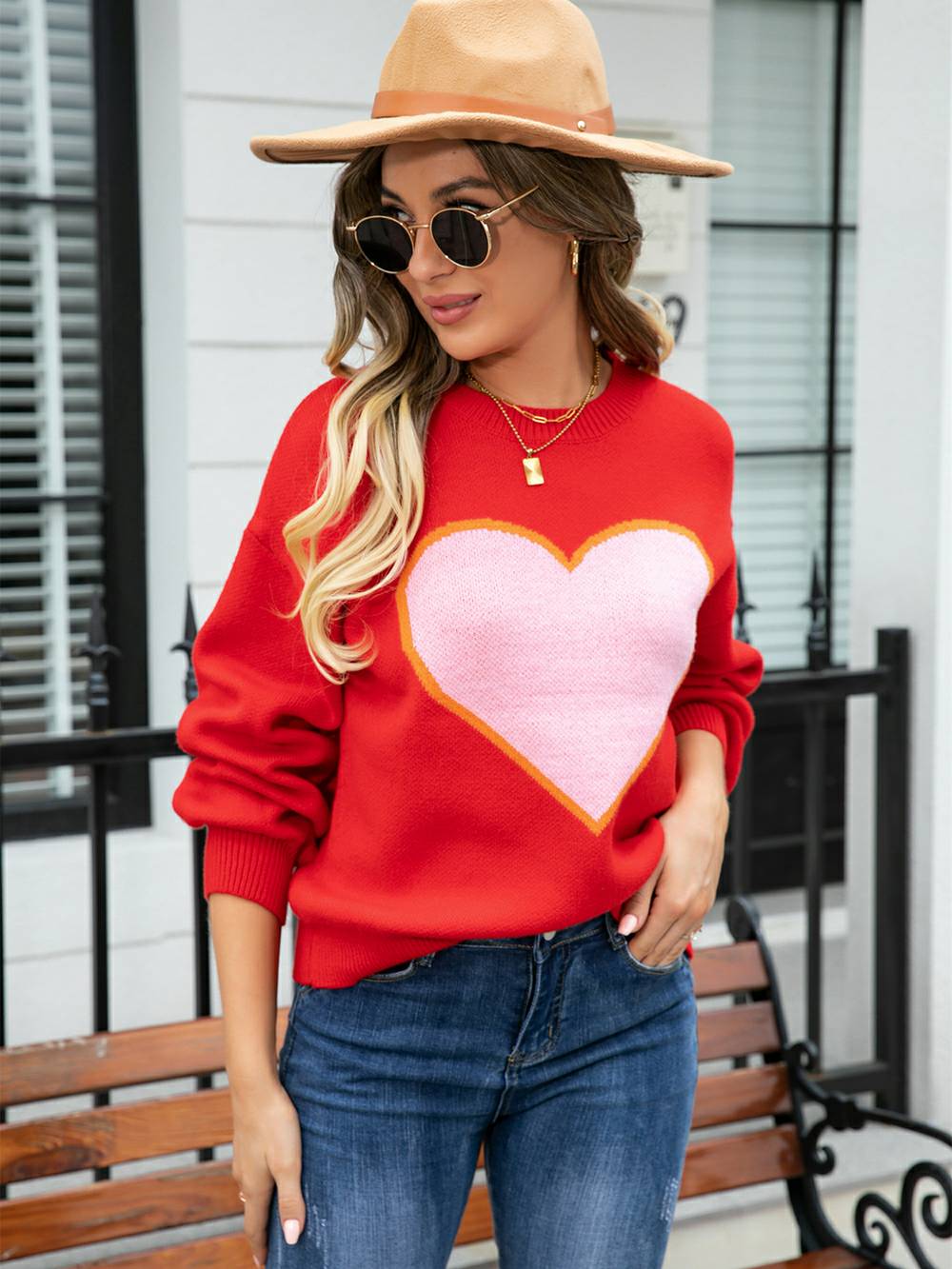 Sweetheart Knit Pullover Sweater-CALLISTARI