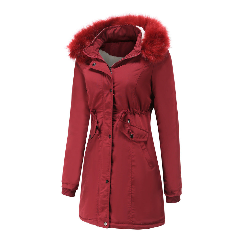 Winter Big Fur Collar Thickened Velvet Coat Parkas-CALLISTARI