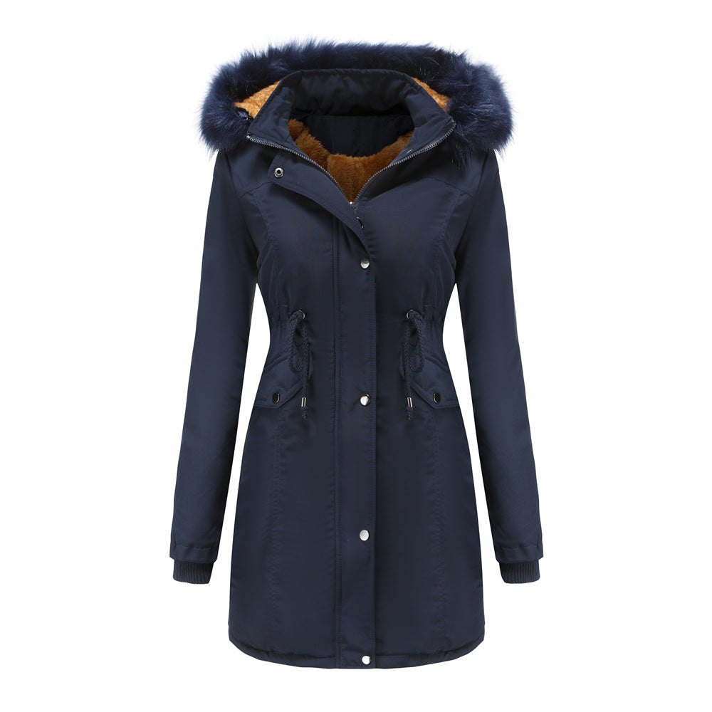 Winter Big Fur Collar Thickened Velvet Coat Parkas-CALLISTARI