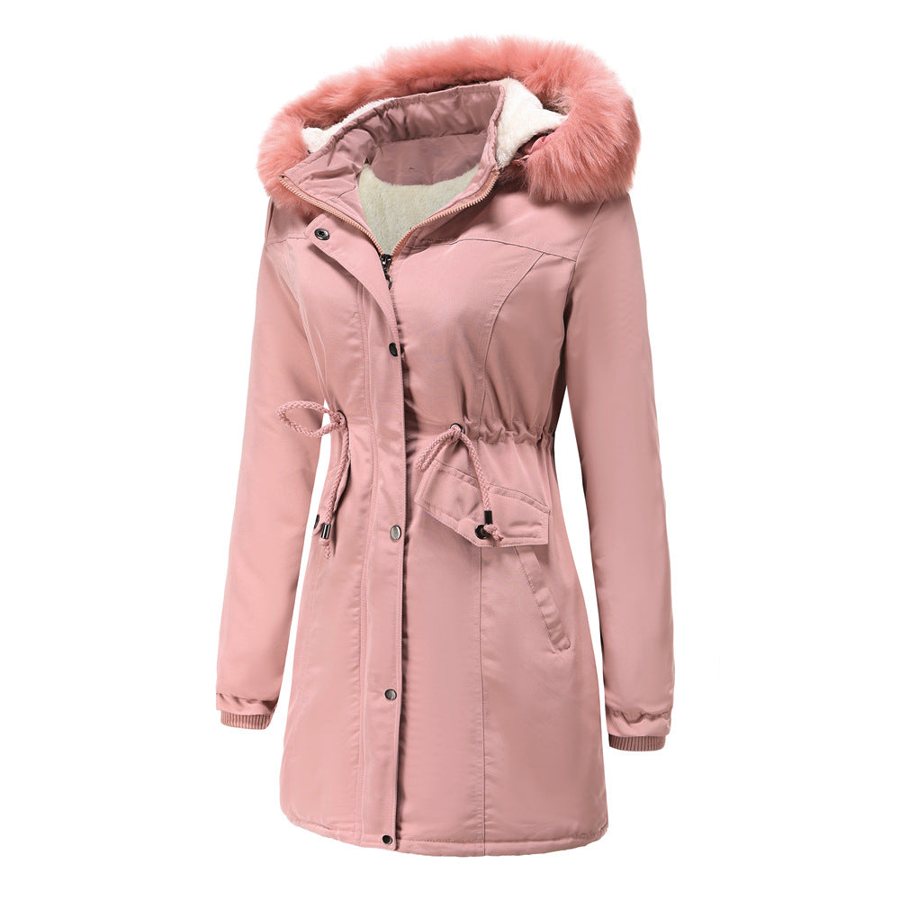 Winter Big Fur Collar Thickened Velvet Coat Parkas-CALLISTARI