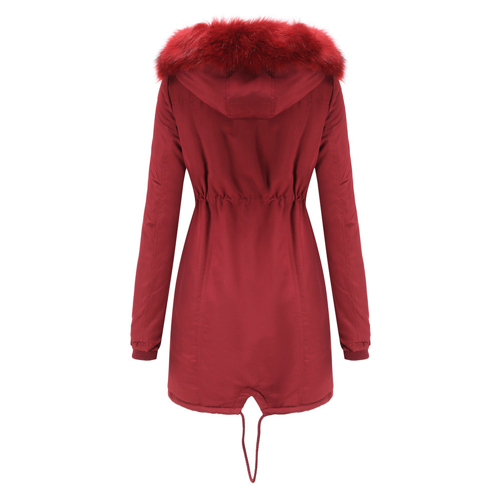 Winter Big Fur Collar Thickened Velvet Coat Parkas-CALLISTARI