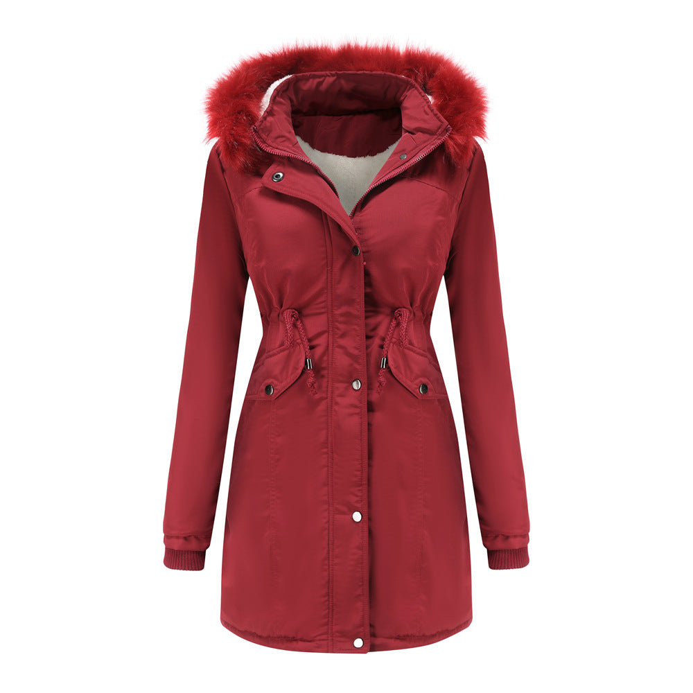 Winter Big Fur Collar Thickened Velvet Coat Parkas-CALLISTARI