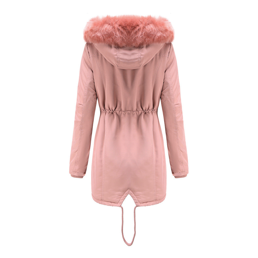 Winter Big Fur Collar Thickened Velvet Coat Parkas-CALLISTARI