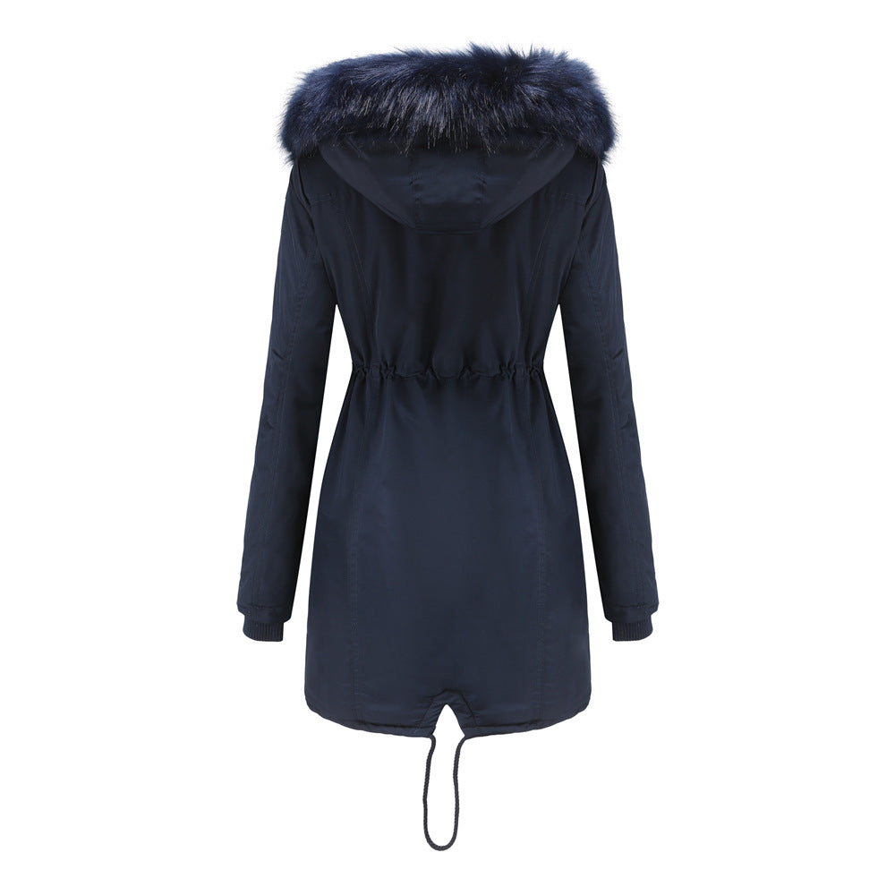 Winter Big Fur Collar Thickened Velvet Coat Parkas-CALLISTARI