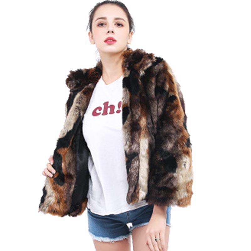 Mock neck winter short faux fur coats-CALLISTARI