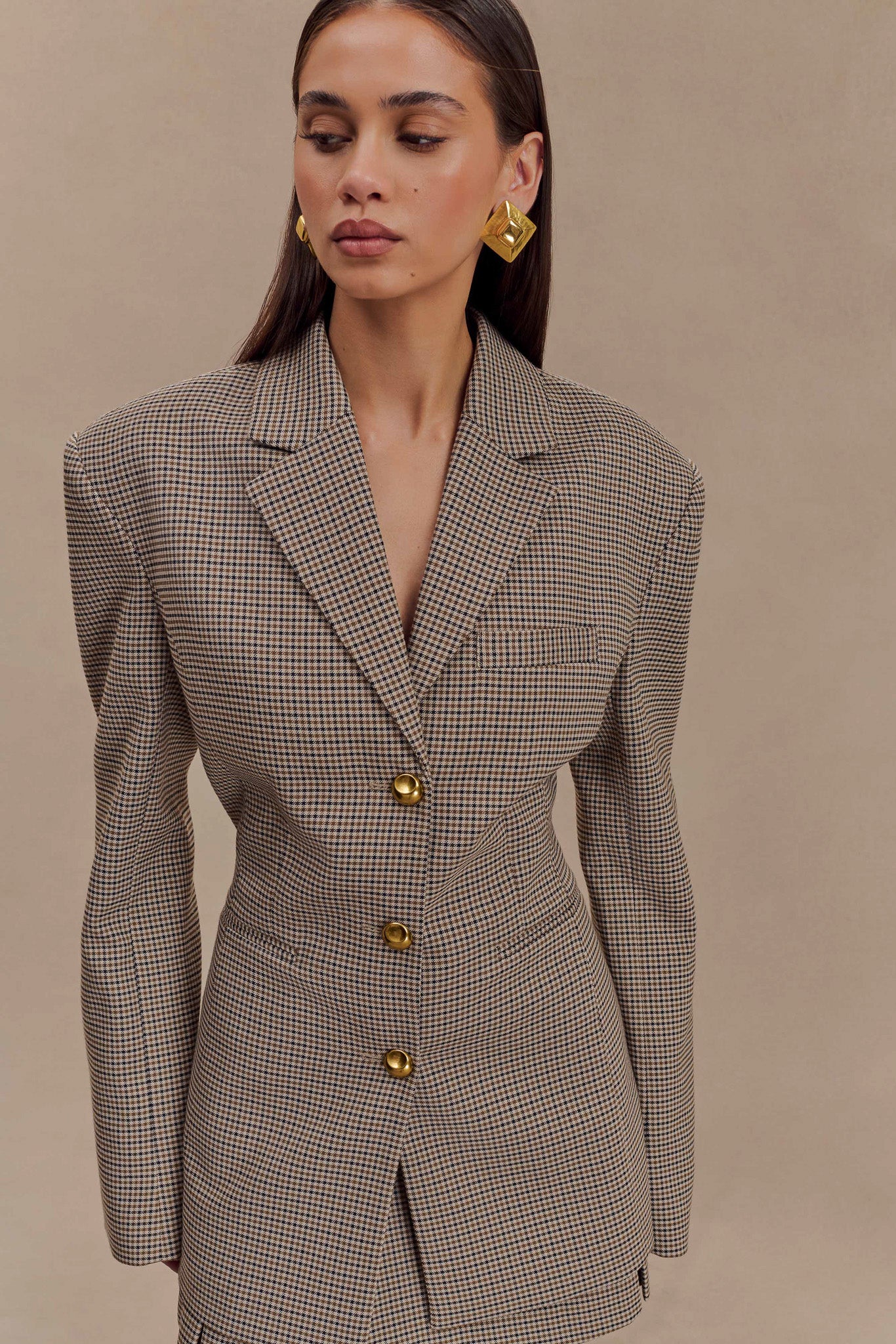 Chic Check Print Blazer Mini
