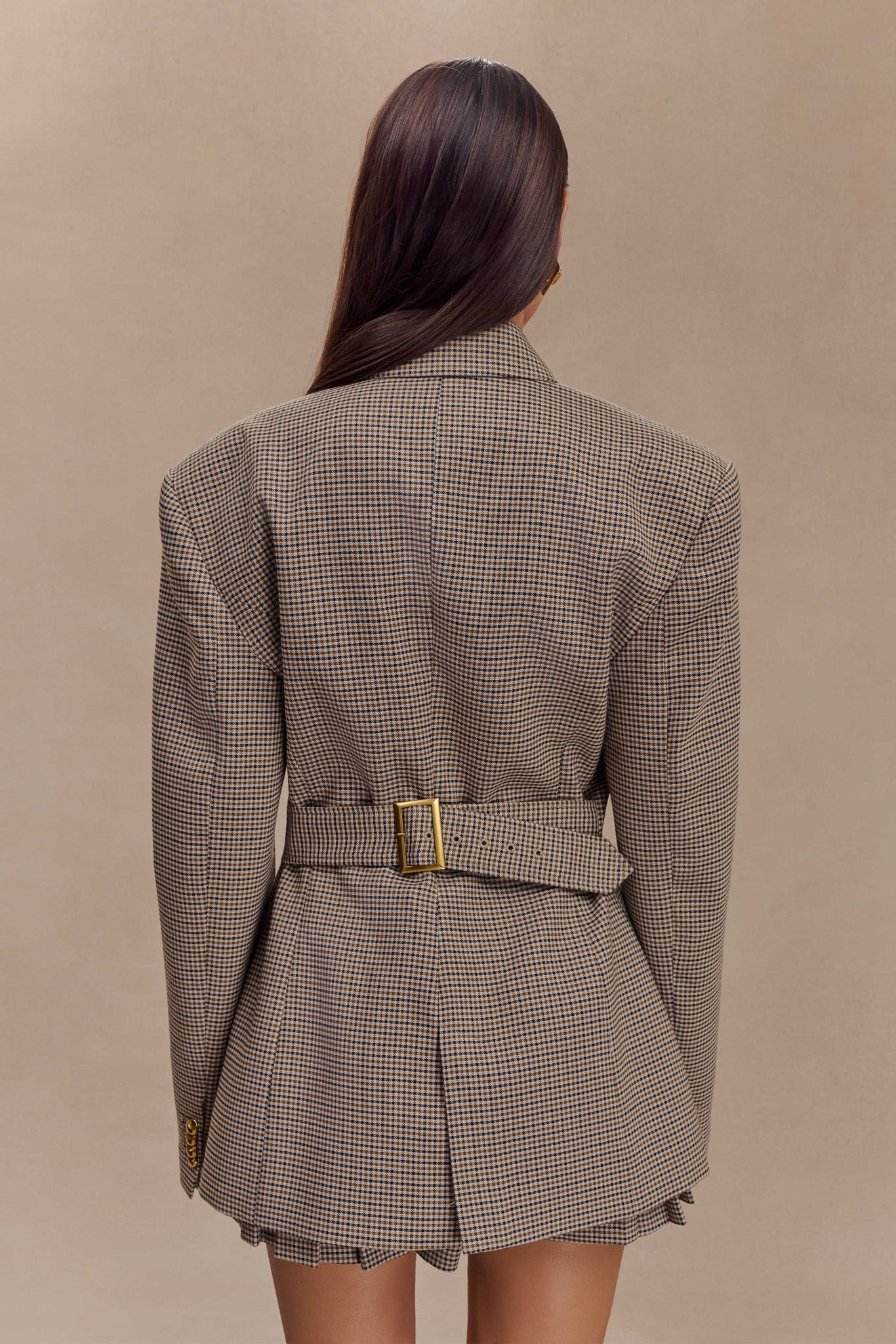 Chic Check Print Blazer Mini