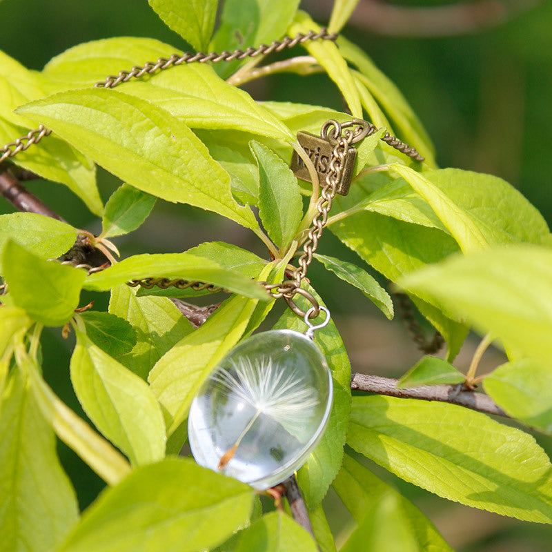 Resin Pressed Flower Necklaces - Ovar Crystal Dandelion-CALLISTARI